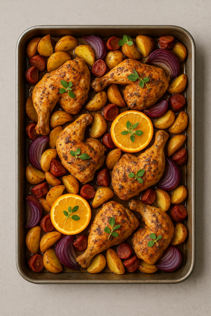 Würziges Hähnchen vom Blech mit Chorizo und Kartoffeln - ich-weiss-wie.de Würziges Hähnchen vom Blech mit Chorizo und Kartoffeln - ich-weiss-wie.de